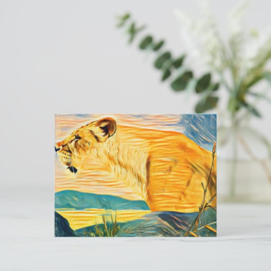 Lioness head briefkaart (Staand voorkant)