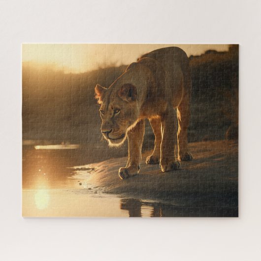 Lioness neemt een pauze in Sunset Jigzaag Puzzle Legpuzzel (Horizontaal)