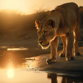 Lioness neemt een pauze in Sunset Jigzaag Puzzle Legpuzzel