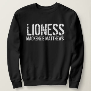 Lioness Personalized Name Black and White Women's Trui