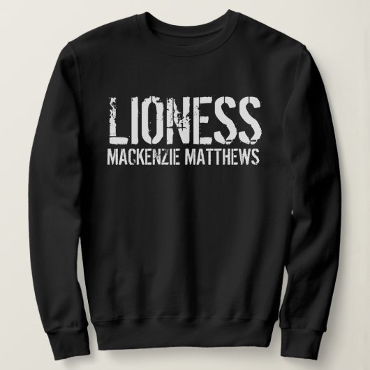 Lioness Personalized Name Black and White Women's Trui (Design voorkant)
