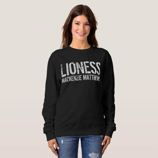 Lioness Personalized Name Black and White Women's Trui (Voorkant volledig)