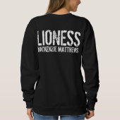 Lioness Personalized Name Black and White Women's Trui (Achterkant)