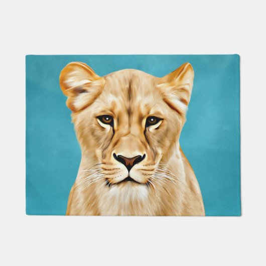 Lioness Portrait Painting Wild Life Lovers Gift Deurmat (Voorkant)