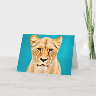 Lioness Portrait Painting Wild Life Lovers Gift Kaart