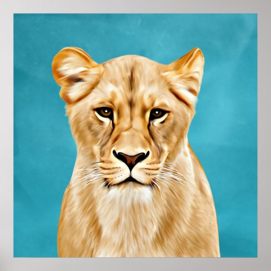 Lioness Portrait Painting Wild Life Lovers Gift Poster (Voorkant)