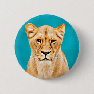 Lioness Portrait Painting Wild Life Lovers Gift Ronde Button 5,7 Cm