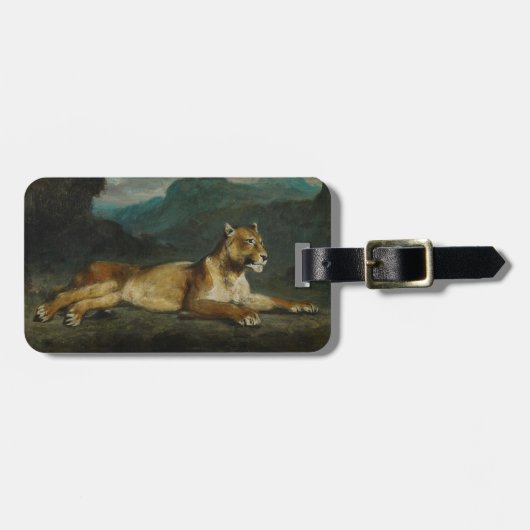 Lioness reclining, c.1855 (olie op paneel) bagagelabel (Voorkant horizontaal)