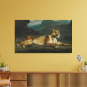 Lioness reclining, c.1855 (olie op paneel) canvas afdruk (Insitu (Woonkamer))