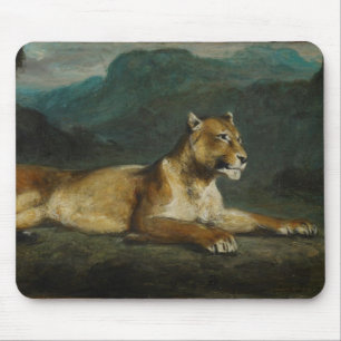 Lioness reclining, c.1855 (olie op paneel) muismat