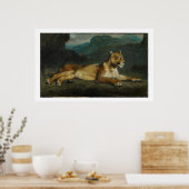 Lioness reclining, c.1855 (olie op paneel) poster (Keuken)