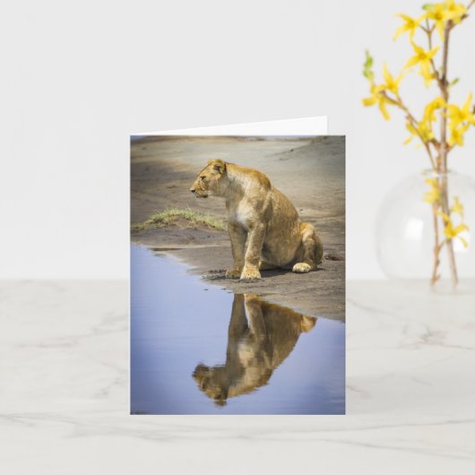 Lioness Reflection Note-kaarten Kaart (Gele Bloem)