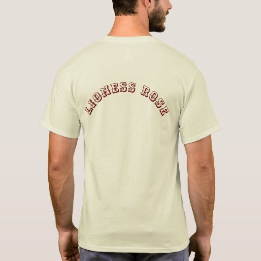 "Lioness Roos" schouderschets T-shirt (Achterkant)