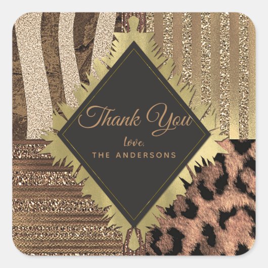 Lioness Safari Chic Oerwoud Glam Modern Favor Vierkante Sticker (Voorkant)