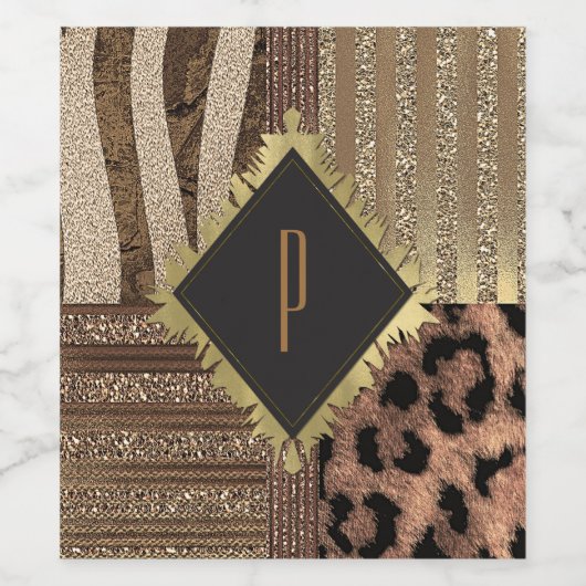 Lioness Safari Chic Oerwoud Glam Modern Sparkle Wijn Etiket (Enkel label)