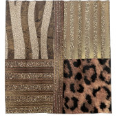 Lioness Safari Chic Oerwoud Gold Modern Sparkle Douchegordijn (Voorkant)