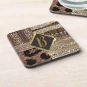 Lioness Safari Chic Oerwoud Gold Modern Sparkle Drankjes Onderzetter (Linkerzijde)