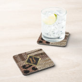 Lioness Safari Chic Oerwoud Gold Modern Sparkle Drankjes Onderzetter (Rechterzijde)