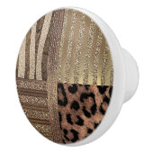 Lioness Safari Chic Oerwoud Gold Modern Sparkle Keramische Knop (Rechts)