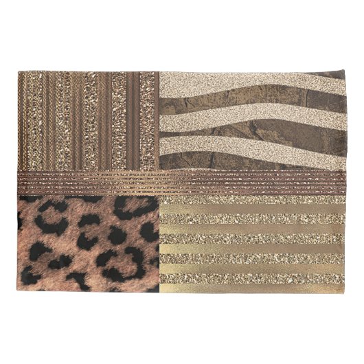 Lioness Safari Chic Oerwoud Gold Modern Sparkle Kussensloop (Achterkant)