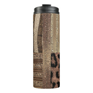 Lioness Safari Chic Oerwoud Gold Modern Sparkle Thermosbeker