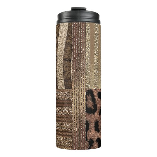 Lioness Safari Chic Oerwoud Gold Modern Sparkle Thermosbeker (Voorkant)