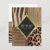 Lioness Safari Oerwoud Glam Modern Bewaar de datum Aankondigingskaart (Voorkant / Achterkant)