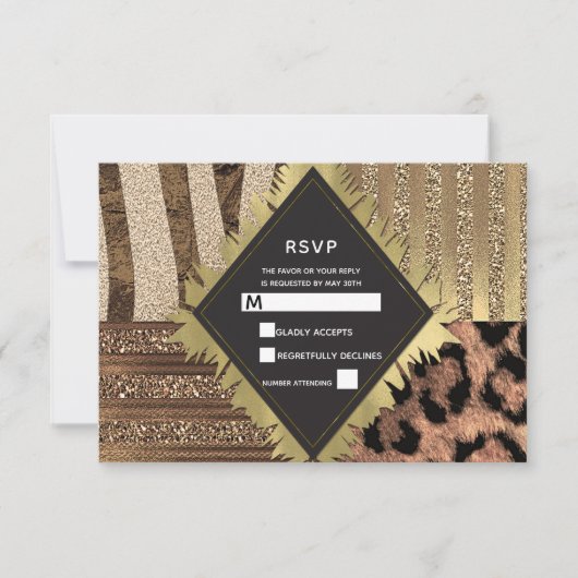 Lioness Safari Oerwoud Glam Modern Wedding RSVP (Voorkant)