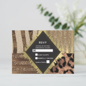 Lioness Safari Oerwoud Glam Modern Wedding RSVP (Staand voorkant)
