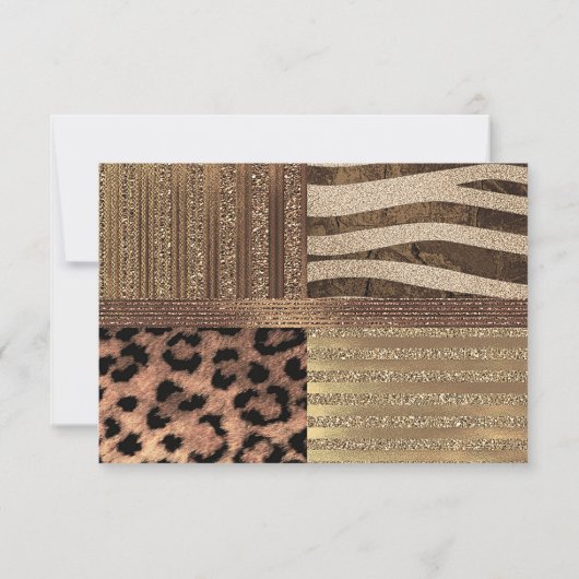 Lioness Safari Oerwoud Glam Modern Wedding RSVP (Achterkant)