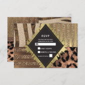 Lioness Safari Oerwoud Glam Modern Wedding RSVP (Voorkant / Achterkant)