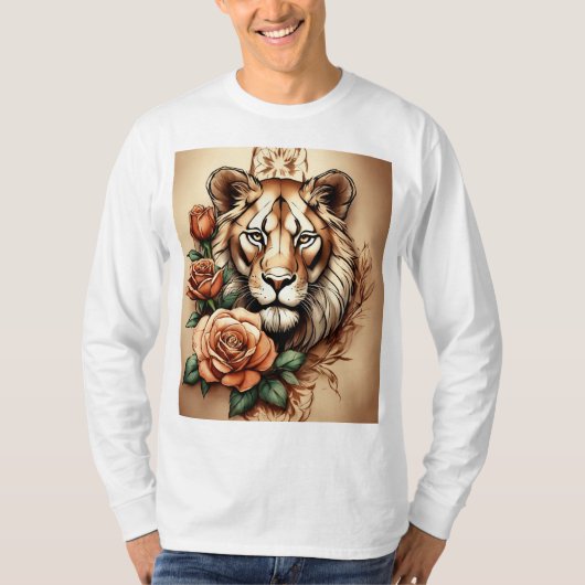 Lioness Shoulder Tattoo Schets T-shirt ontwerp (Voorkant)