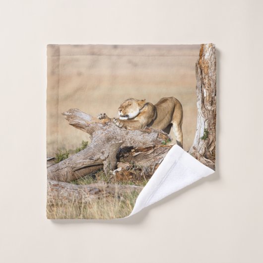 Lioness stretting bad handdoek (Wasdoekje)