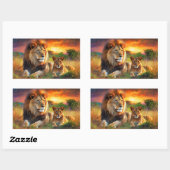 Lioness with Cub Rechthoekige Sticker (Vel)