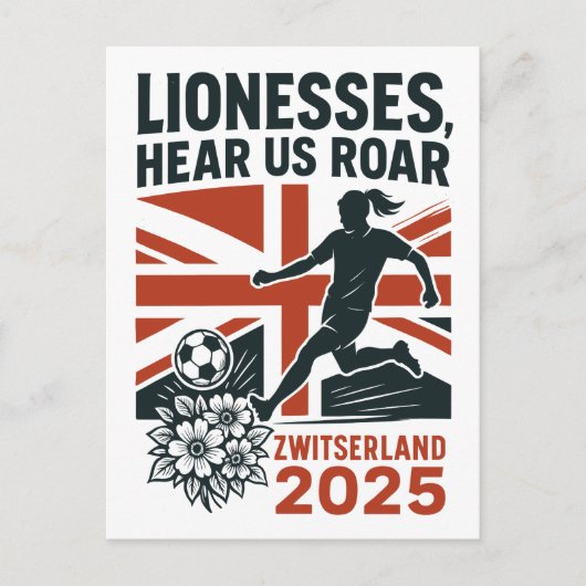  Lionesses, Hear Us Roar – English Women's Soccer Briefkaart (Voorkant)