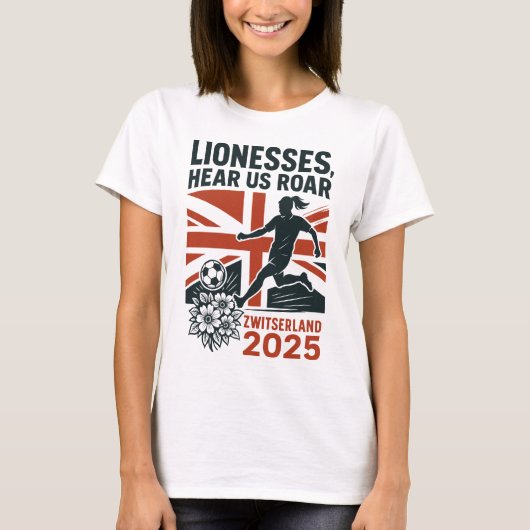  Lionesses, Hear Us Roar – English Women's Soccer T-shirt (Voorkant)