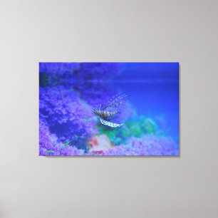Lionfish Aquarium fish Paars Pterois Zebravis Canvas Afdruk