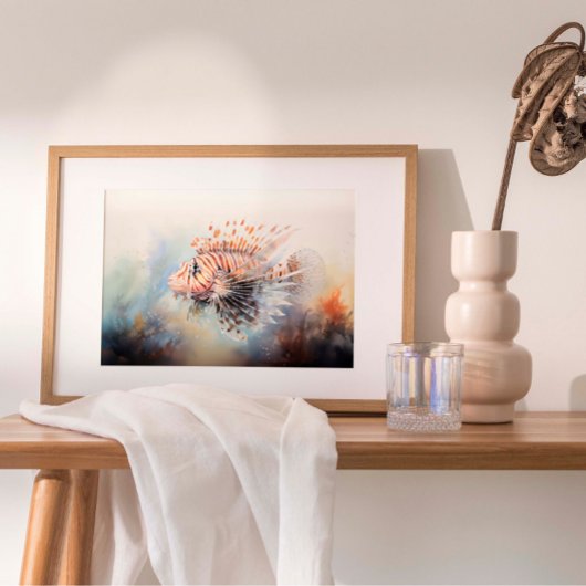 Lionfish Elegance: Waterverf van Ocean's Jewel Poster