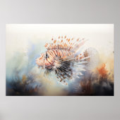 Lionfish Elegance: Waterverf van Ocean's Jewel Poster (Voorkant)