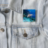 Lionfish of Pterois Miles, Ocean Reef Fish Vierkante Button 5,1 Cm (In situ)