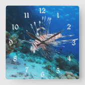 Lionfish of Pterois Miles, Ocean Reef Fish Vierkante Klok (Voorkant)