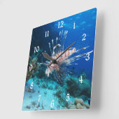 Lionfish of Pterois Miles, Ocean Reef Fish Vierkante Klok (Hoek)