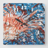 LionFish Splatter Art Vierkante Klok (Voorkant)