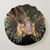 Lionfish van dichtbij! Zeer close en intense foto Rond Kussen (Achterkant)
