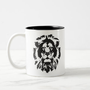 Liongezicht, lionhead tattoo tweekleurige koffiemok