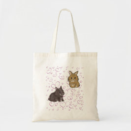 Lionhead bunnies with hearts tote bag