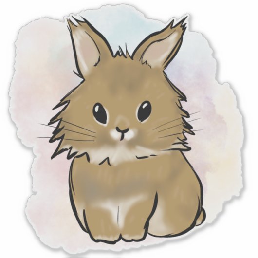 Lionhead bunny watercolor sticker (Voorkant)