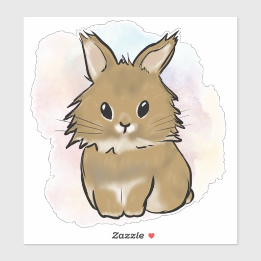 Lionhead bunny watercolor sticker (Vel)