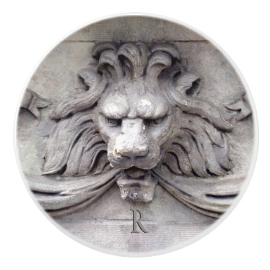 LionHead Classic Architectonisch Monogrammed Keramische Knop (Voorkant)