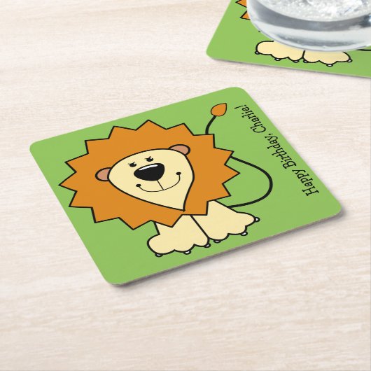 Lionillustratie aangepast tekstpapier onderzetters (Schuin)